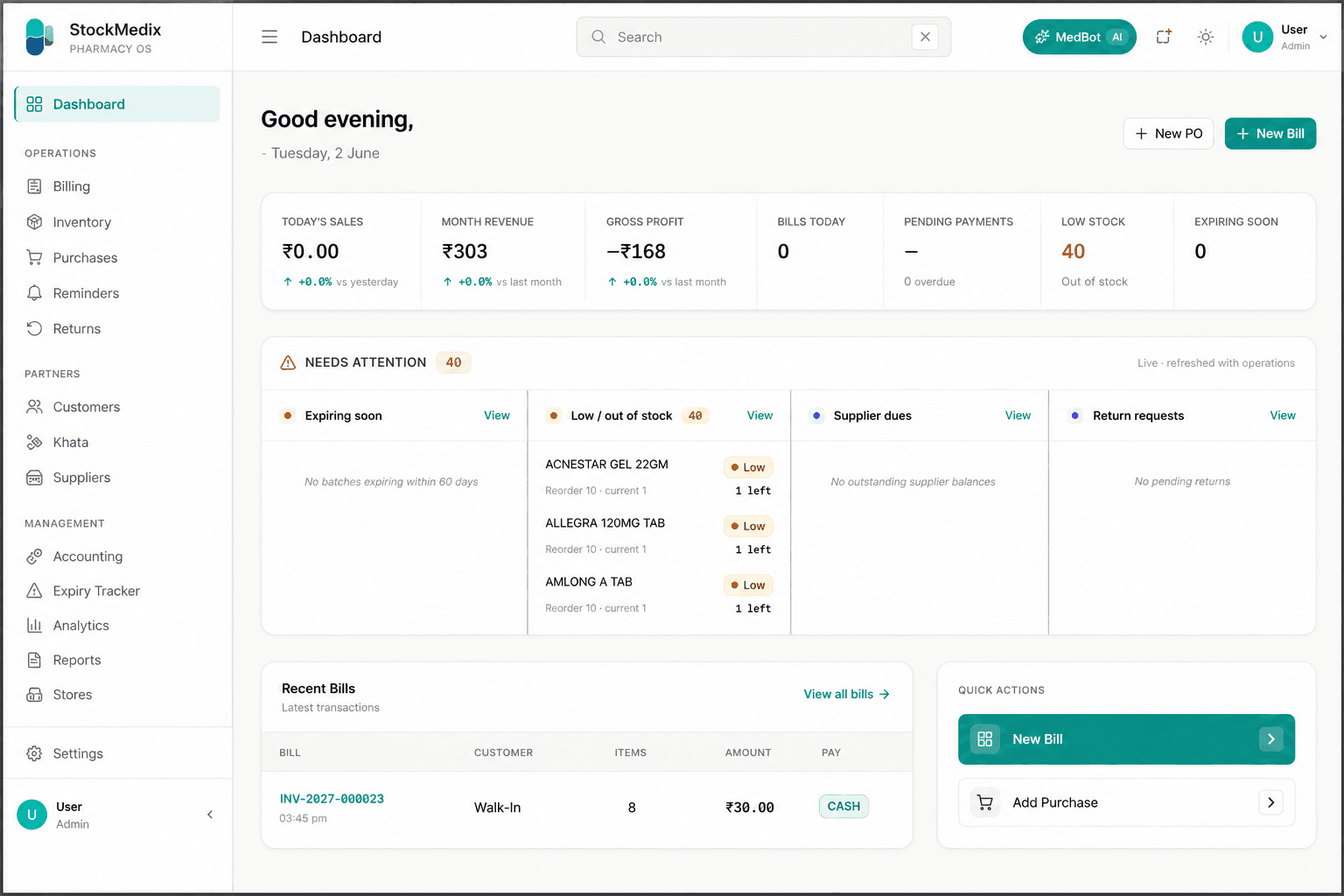 StockMedix interface mockup